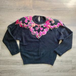 Vintage Embellished Knit Sweater Christmas Holiday Party Size Medium